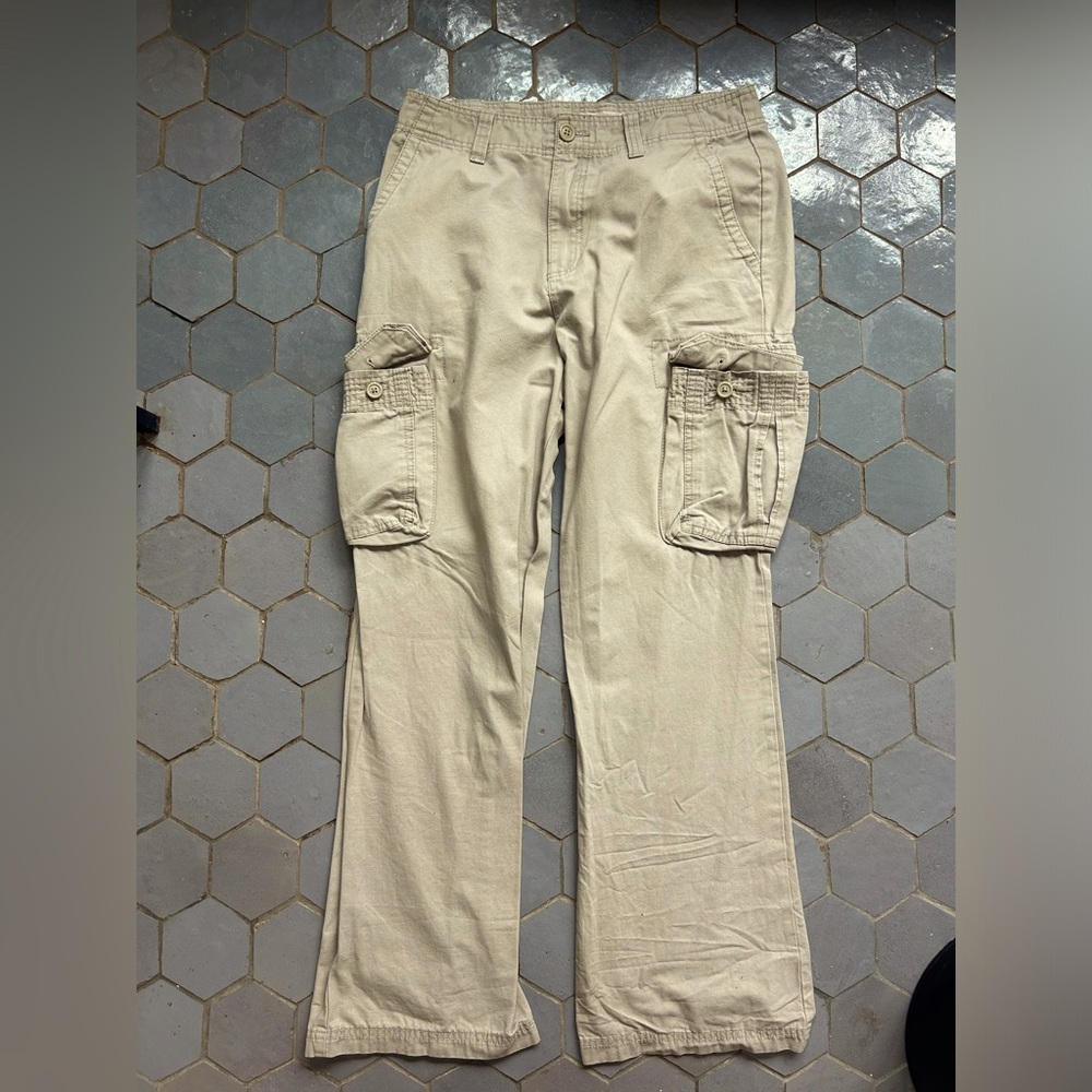 90s Wide Leg Mens Khaki Cargo Pants